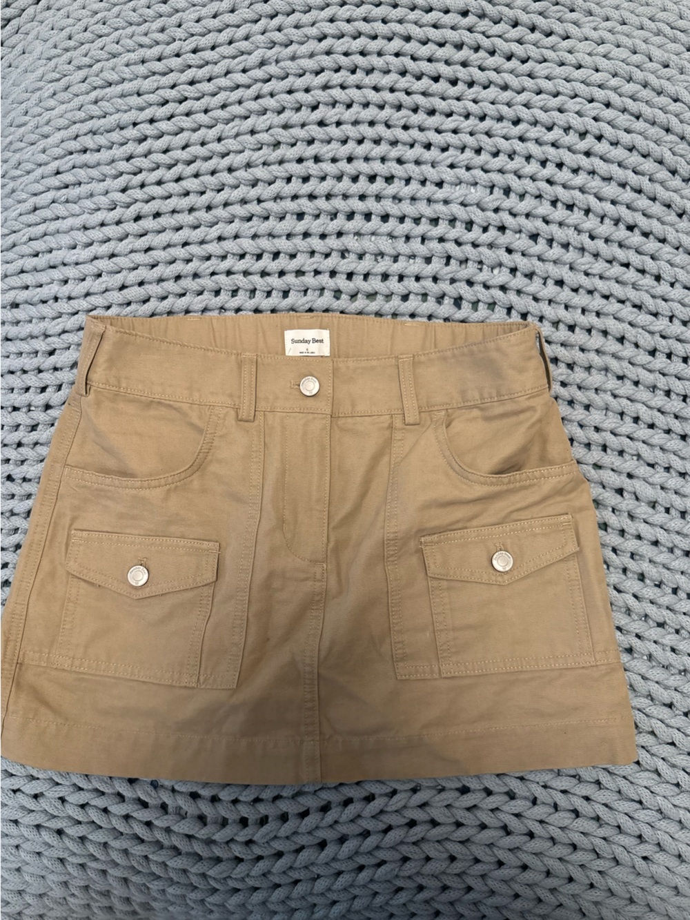 Aritzia Tan Mini Skirt with Front Flap Pockets